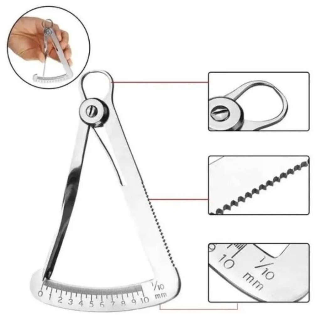 Especímetro Régua Medidora De Aço 0 - 10mm Unhas Manicure