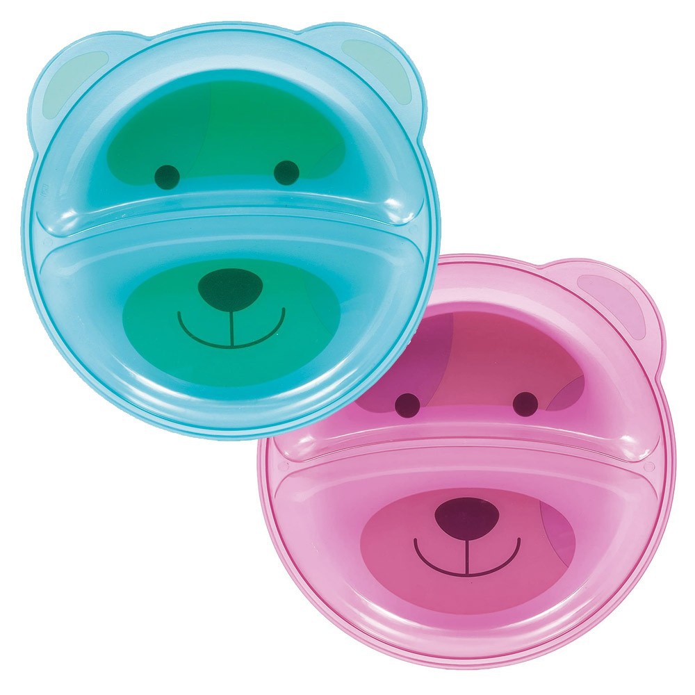 Prato Alimentação Bebê Ursinho Buba com Divisória Rosa Azul Para Menino E Menina em Oferta na Shopee