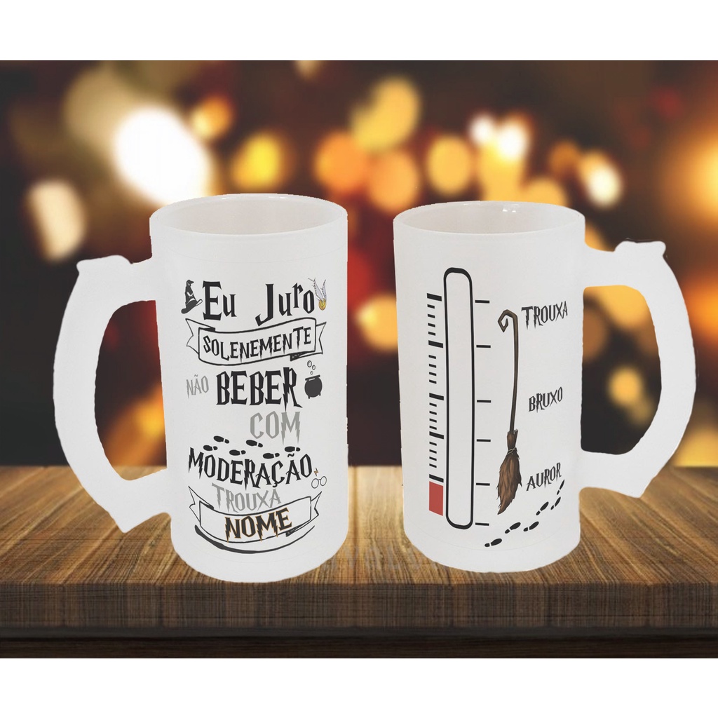Caneca de Chopp Harry Potter 500ml Vidro Jateado