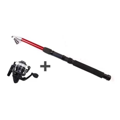 Kit Pescaria Vara de Pesca Telescópica 2,10M OU 2,40M+ Molinete com Linha 3 Rolamentos