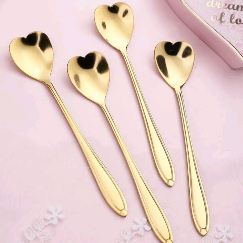 Colher De Aço Inoxidável Em Formato De Coração Flor Gatinho Para Café / Sobremesa / Chá / Café / Presente Colher Fofa UNIDADE