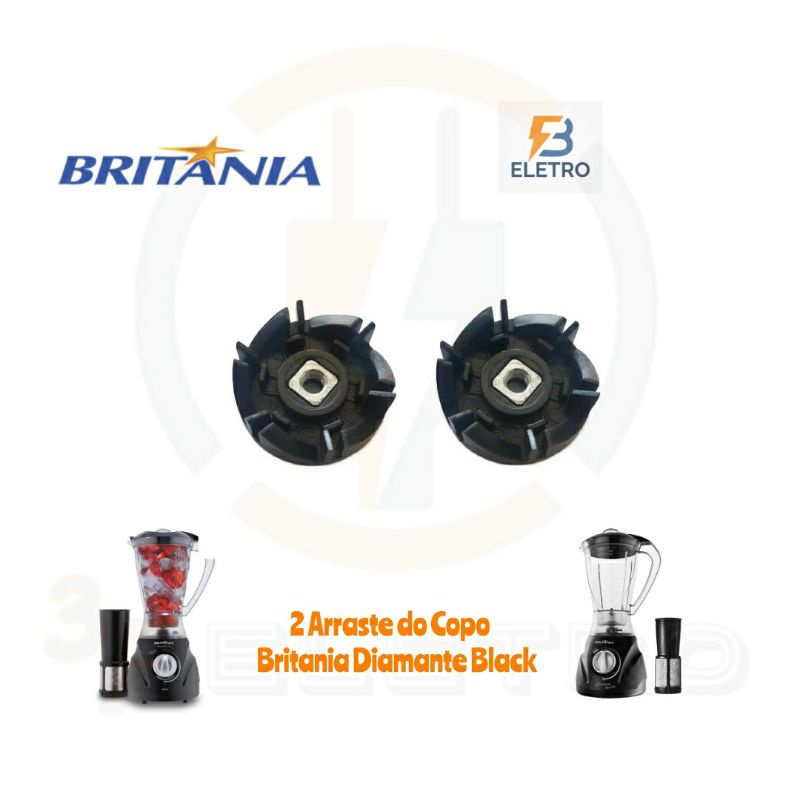 2x Arraste do Copo Original Liquidificador Britania Diamante Black, Cristal, Diamante PP, Diamante Classic