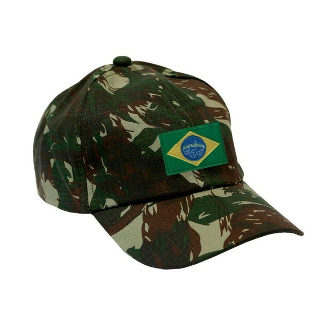 Boné Militar Rip Stop Com Patch Aplicado Bandeira do Brasil Camuflado EB