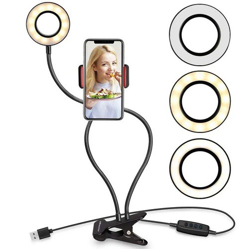 Kit Iluminador Led Ring Light Tripé Suporte Celular Selfie R.