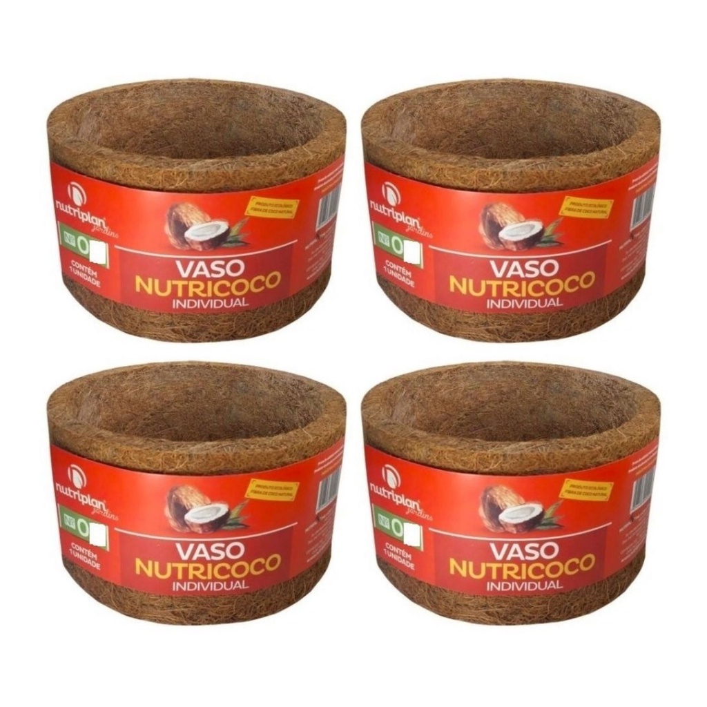 Kit 4 Vaso De Fibra De Coco Individual 01 Nutricoco Para Orquídea, Bromélia e Samambaia - Nutriplan