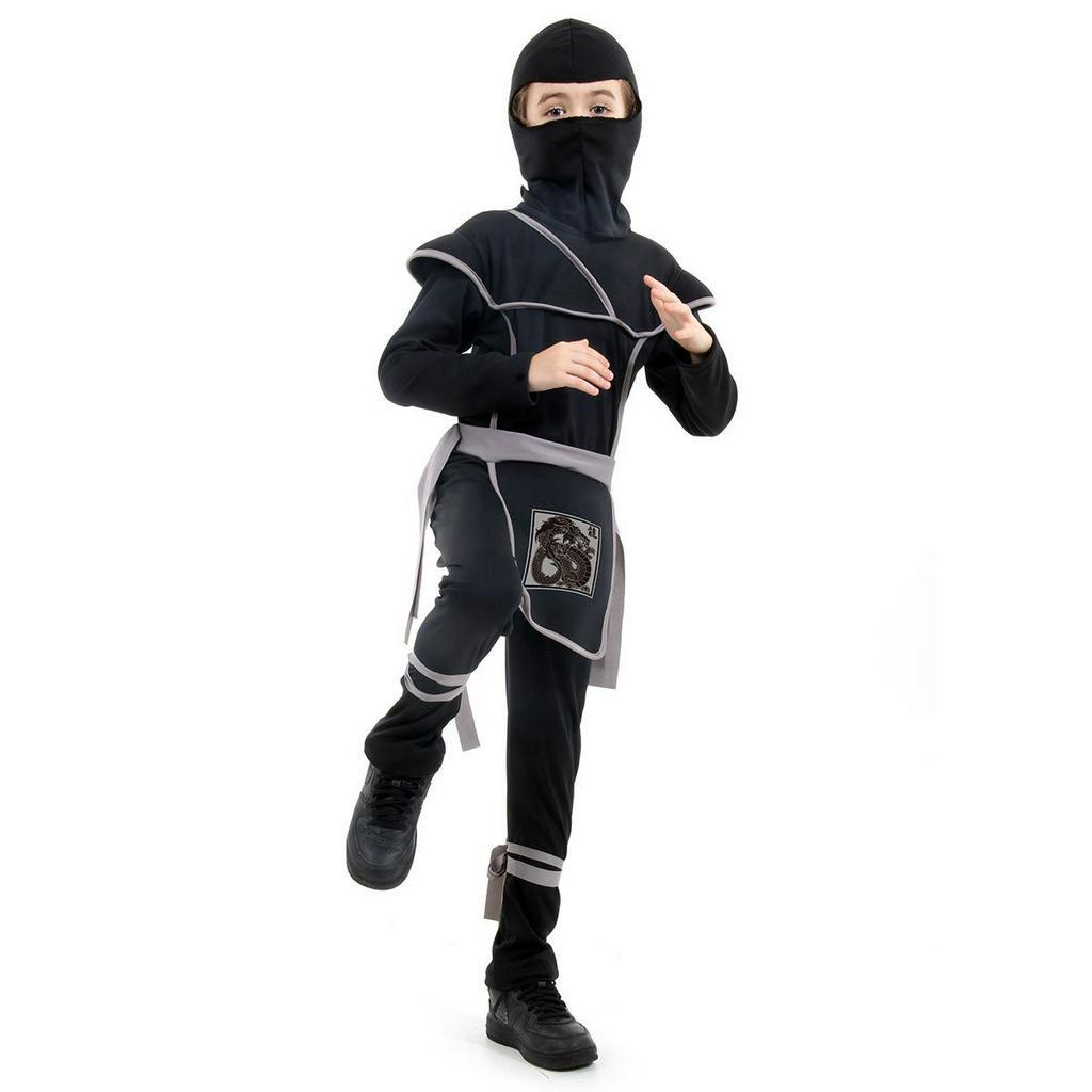 Fantasia Infantil - Ninja Preto e Cinza - Tamanho G (9 a 12 anos) - 923113 - Sulamericana