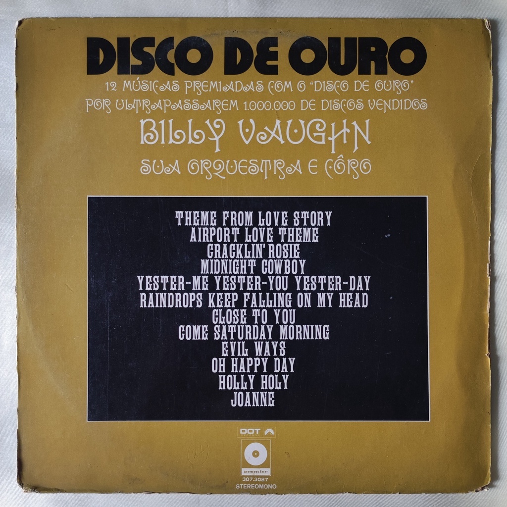 DISCO DE VINIL LP - BILLY VAUGHN – DISCO DE OURO (1971)