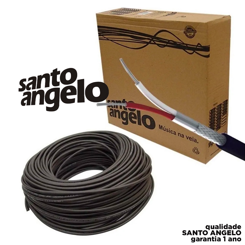 Cabo Para Microfone Balanceado 2x0,30mm² Santo Angelo X30 - 100 Metros