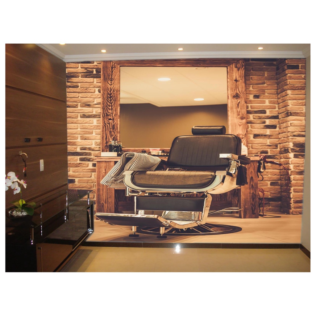 papel de parede Barbearia Barber shop 3D 7,5m² BRB01