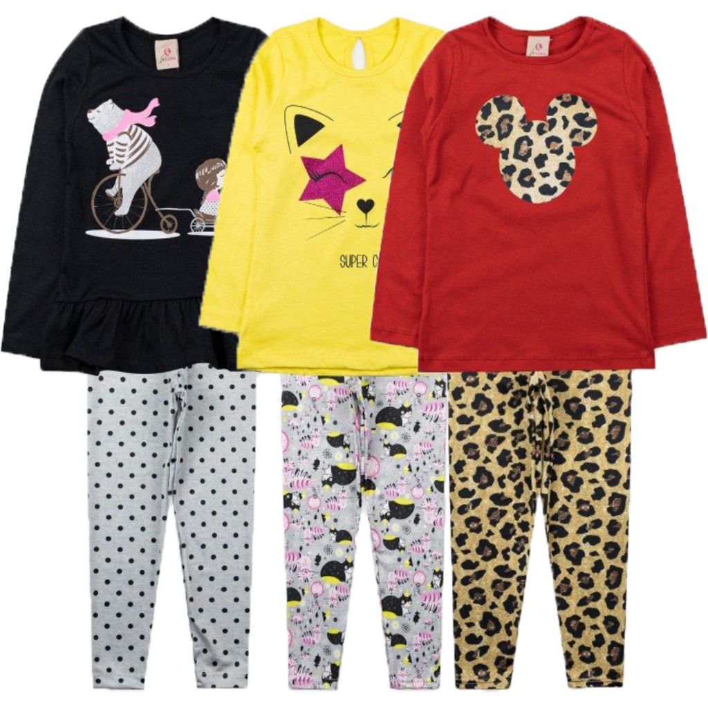 3 Conjunto Infantil Inverno Feminino Roupa Frio Meia Esta\u00e7\u00e3o Menina ...