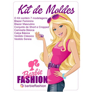 Kit Moldes em pdf para Roupas de Boneca, Barbie