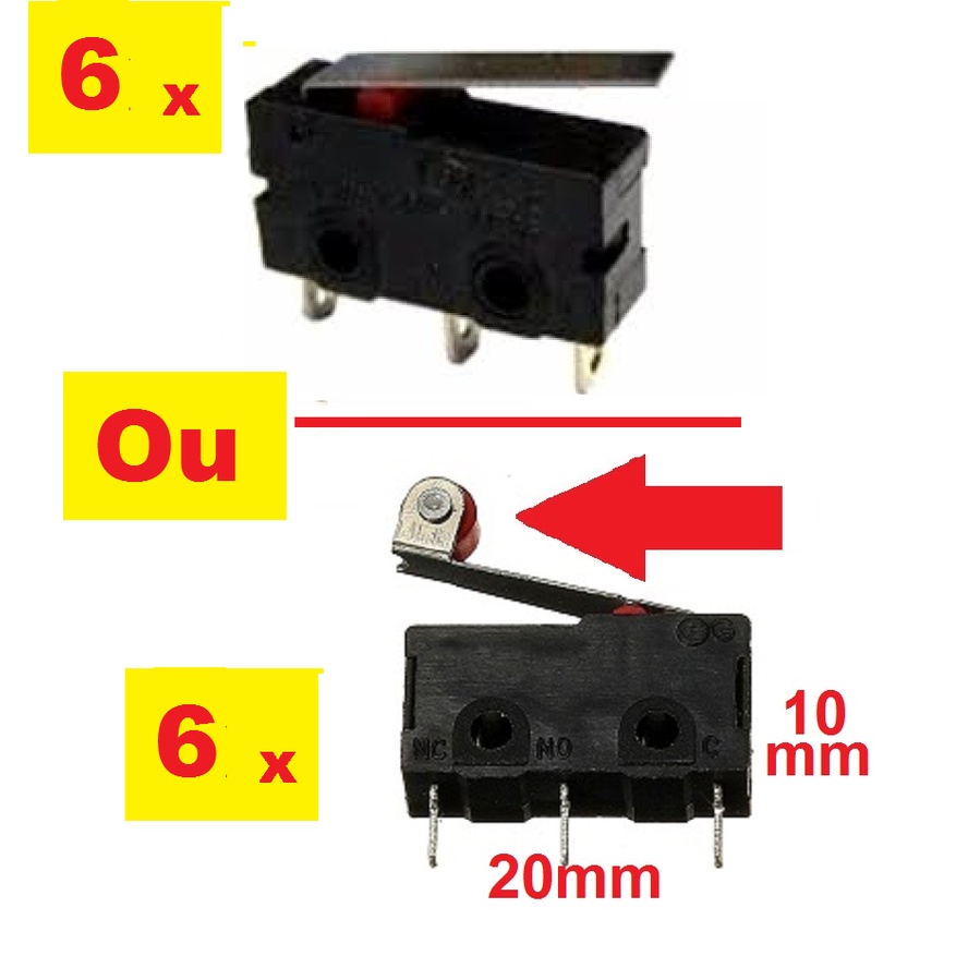 kit 6x Micro Interruptor Chave Sensor Fim Curso CNC impressora laser switch compatível Arduino ESP32