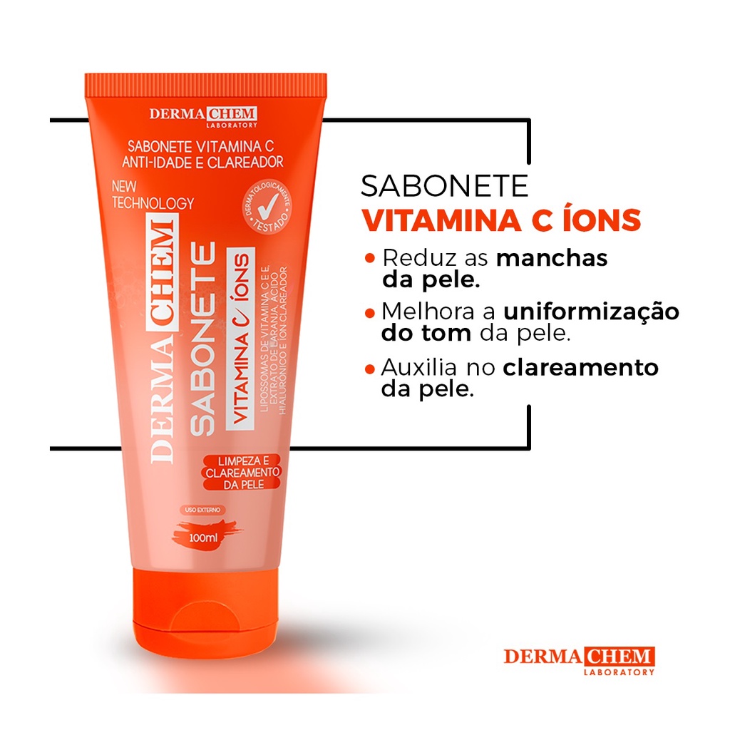 Sabonete Vitamina C Anti Idade Com Ions Dermachem 100ml