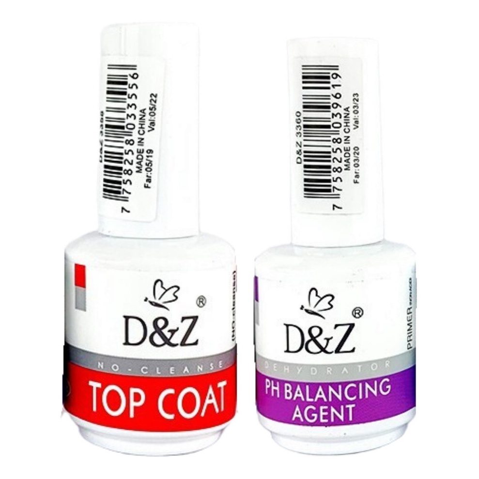 Kit Top Coat D&Z + Ph Balancing Agent D&Z Blindagem Força Das Unhas Manicure Pedicure Dez Unhas de Gel