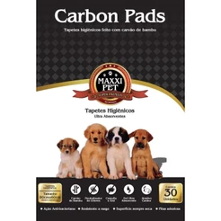 Tapete Higiênico MAXXI PET 80x60cm Carbon Pads Carvão de Bambu - 30 unidades