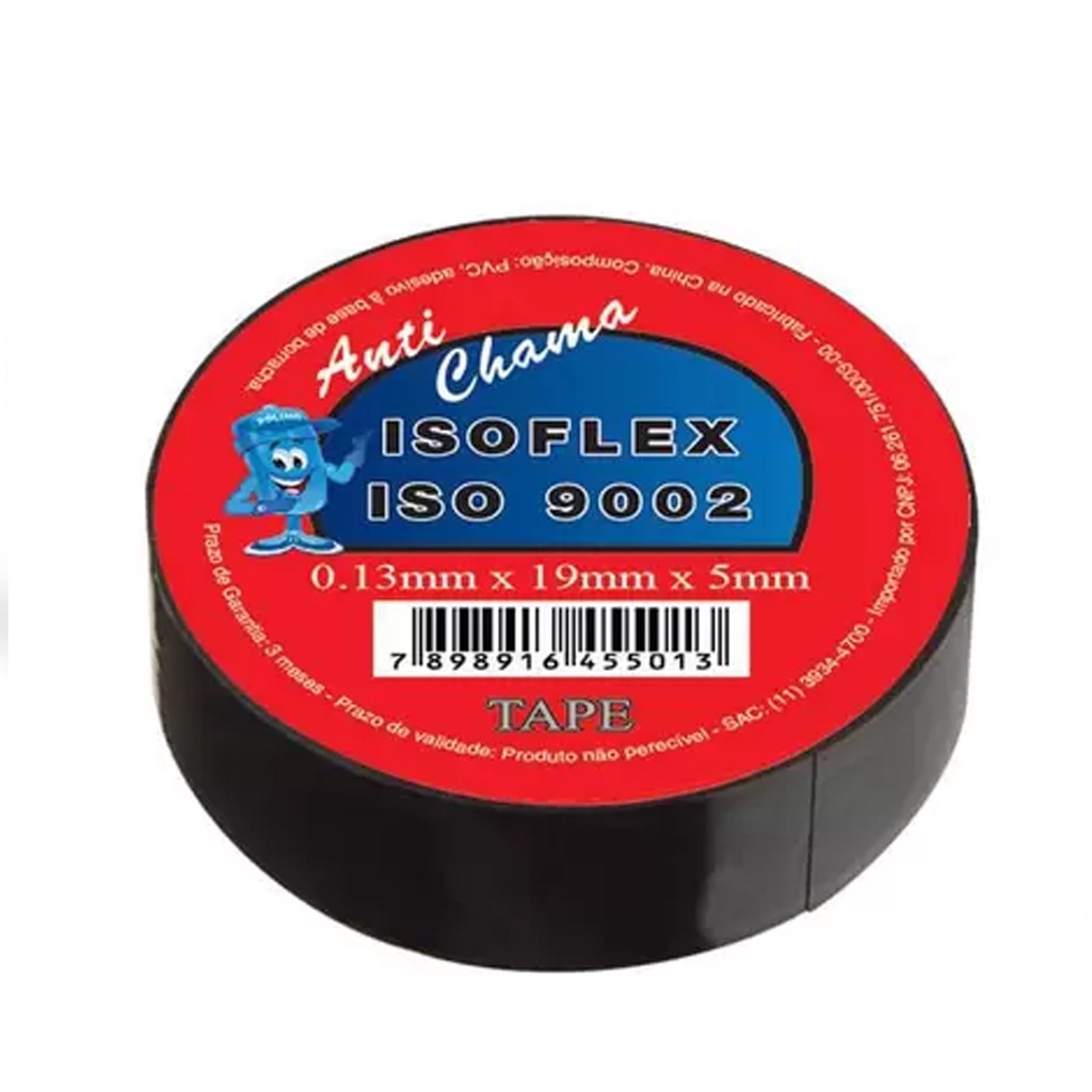 Fita Isolante 0,13mm x 19mm x 10 metros Profissional Preto · foto 2