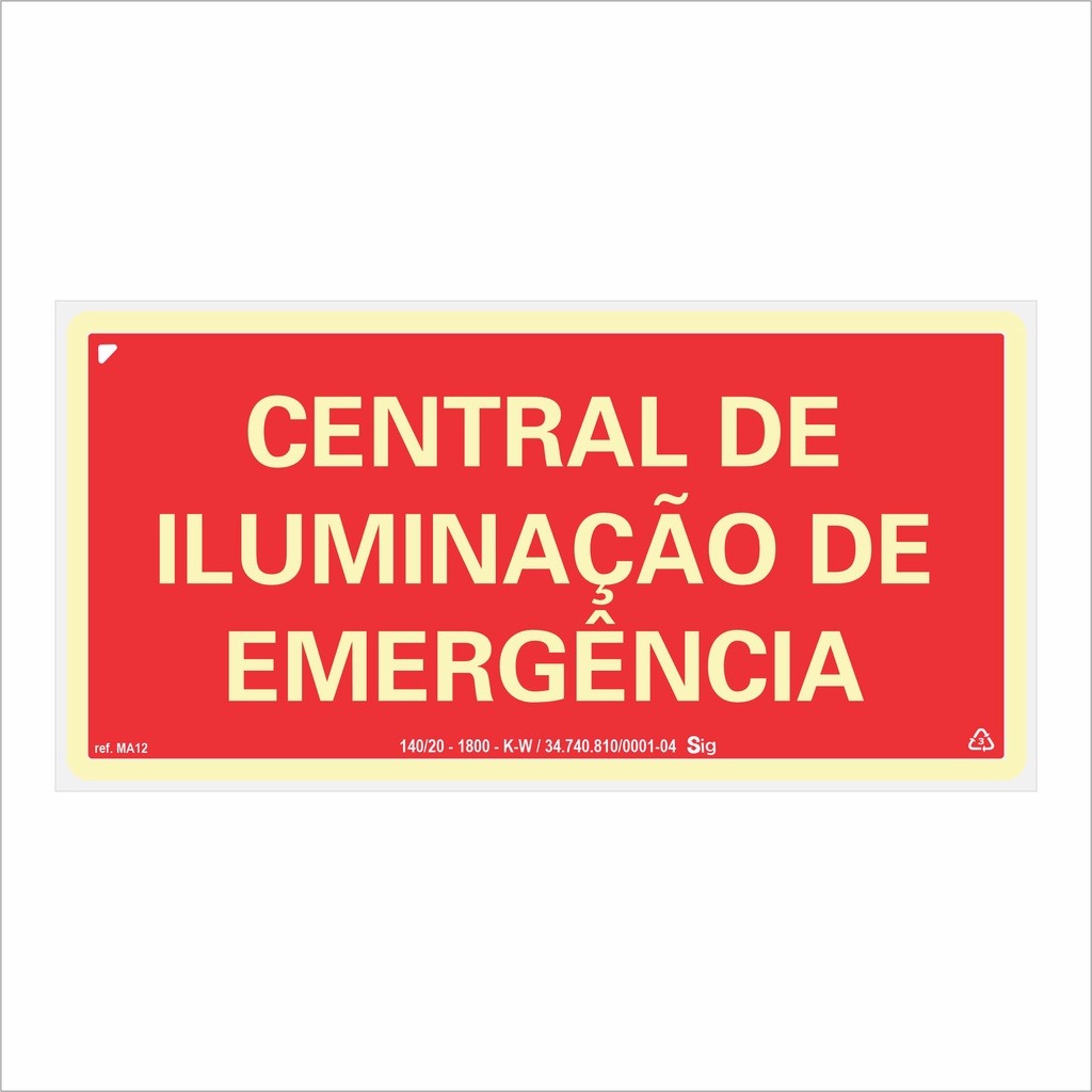 Placa de Sinalização Central de Iluminação de Emergência