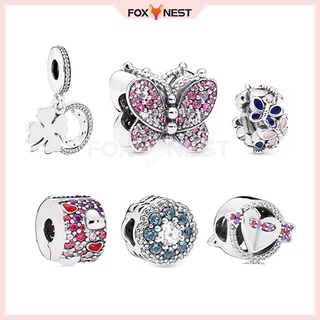 Encantado Ornamento De Pingente De Borboleta Rosa (Pulseira De Braço DIY) Jóias Banhadas A Prata 925