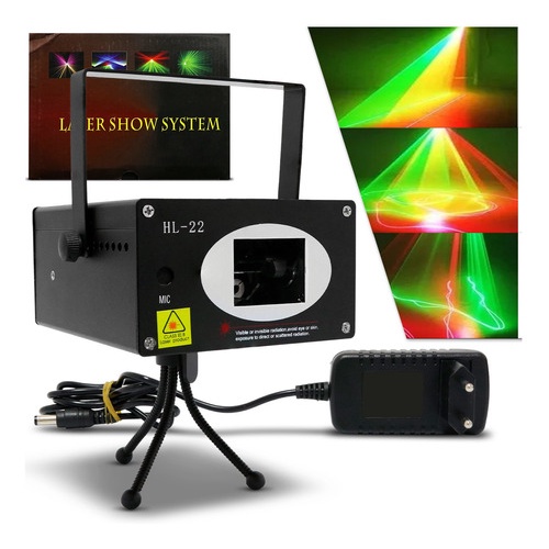 Canhão LED Efeitos de Luz Projetor Holográfico Laser Festa Profissional HL22 Bivolt