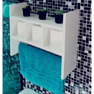 Nicho para Banheiro Cozinha MDF porta toalha em Oferta na Shopee