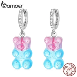 Bamoer 925 Prata Doce Urso Fivelas De Orelha Moda Jóias Para Mulheres Presentes SCE1388