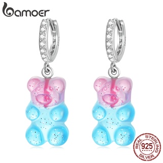 Bamoer 925 Prata Doce Urso Fivelas De Orelha Moda Jóias Para Mulheres Presentes SCE1388