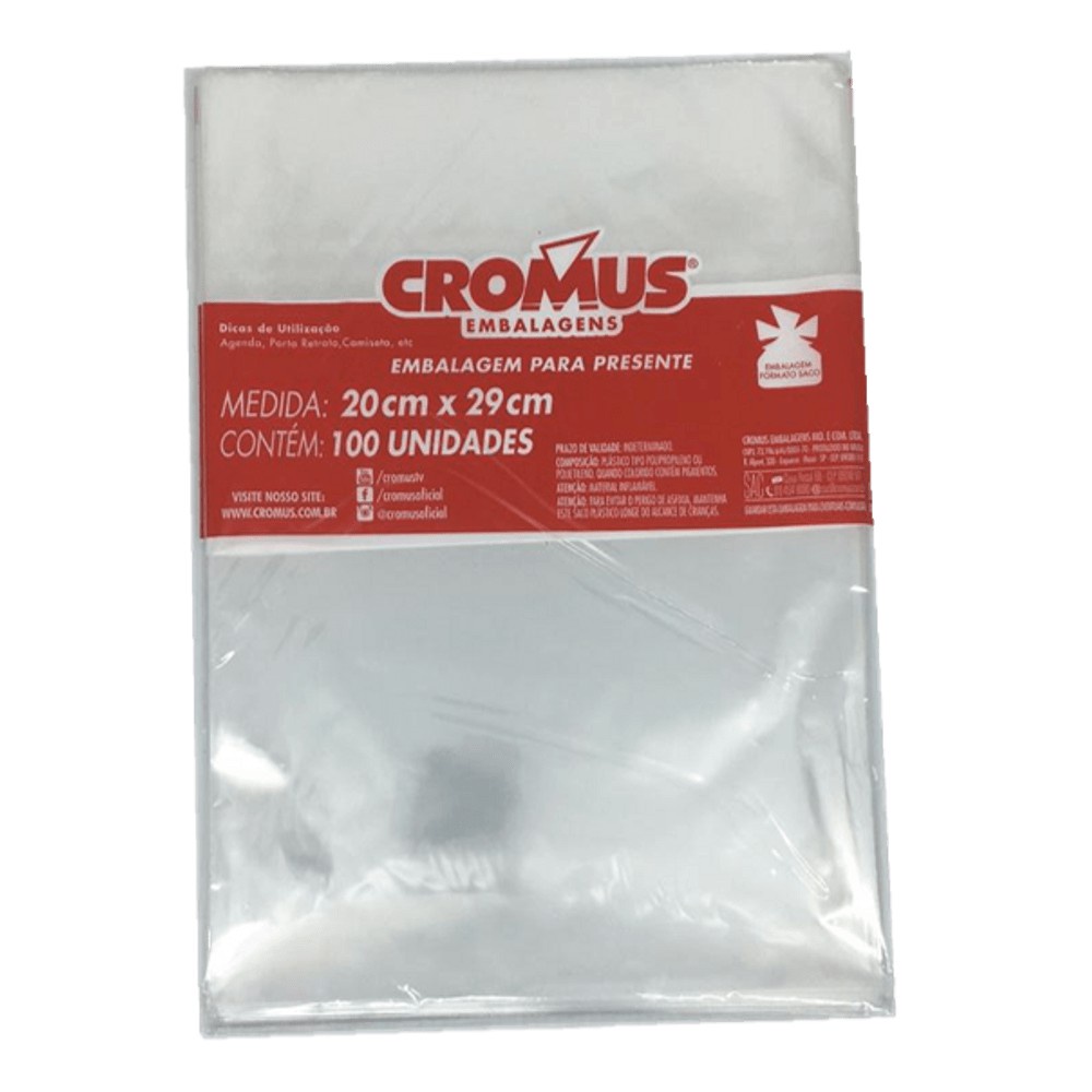 Saco Incolor Cromus 20x29 Pacote Com 100 Unidades em Oferta na Shopee