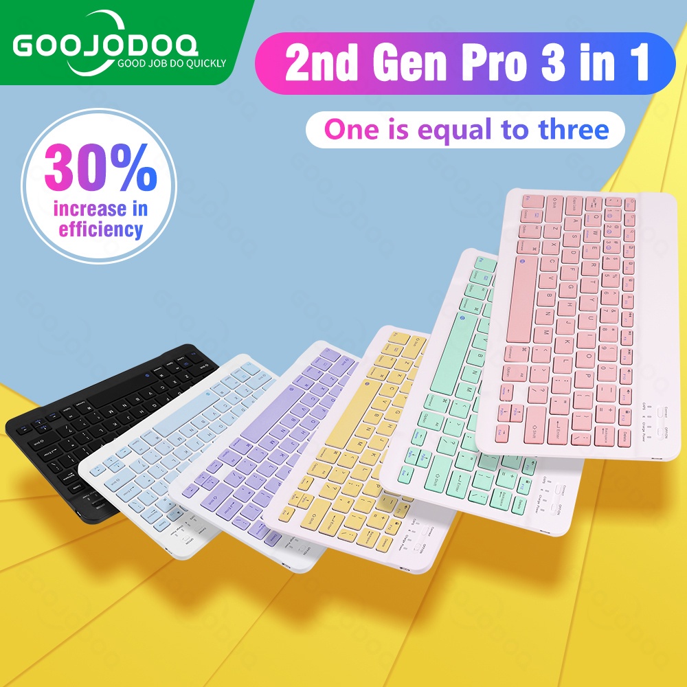 GOOJODOQ Teclado e mouse sem fio 10 polegadas Macaron Cores para iPad Tablet Telefone Celular IOS Android Notebook