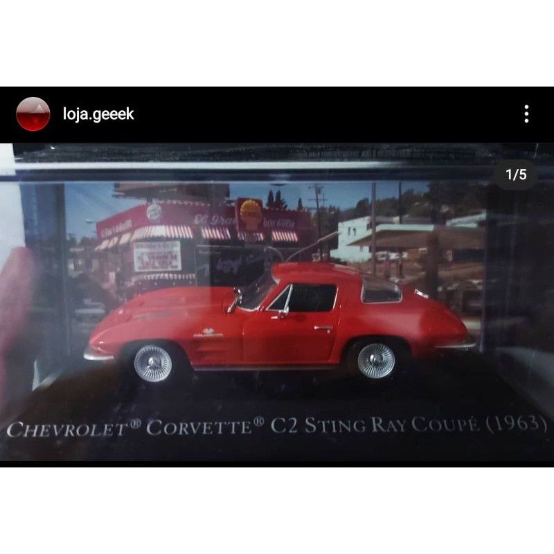 Miniatura Chevrolet Corvette C2 Sting Ray Coupé 1963 + Fascículo