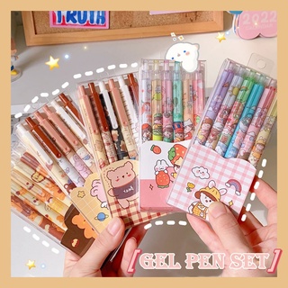 6 Pcs Kawaii Retrátil Conjunto De Caneta Bonito Gel Preto 0.5 Milímetros Material Escolar De Papelaria Esferográfica Escrita Estudante