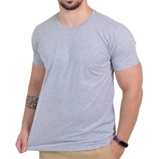 Camiseta Masculina Cinza Lisa em Algodão - Camisa Sem Estampa - Blusa Básica para Homem em Oferta na Shopee