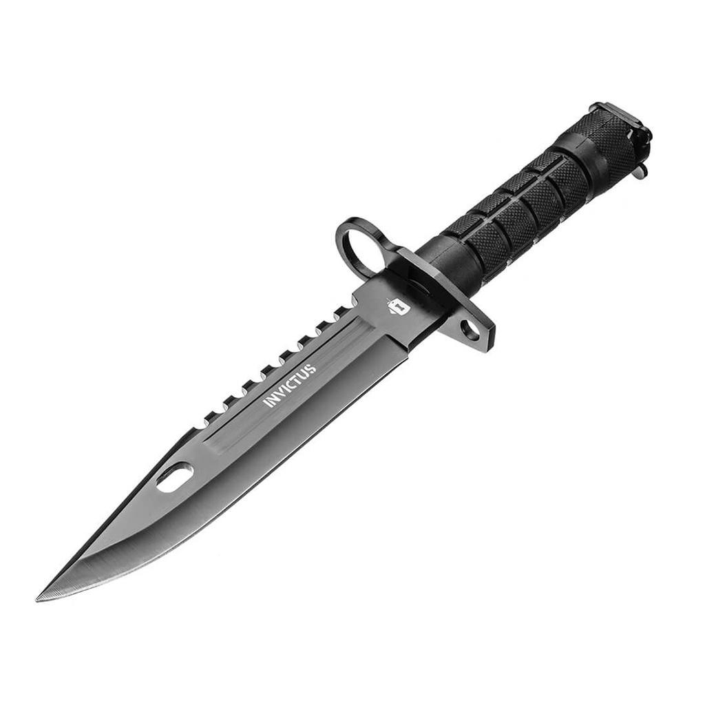 Faca Explorer Black Invictus Lâmina em aço inoxidável 420 Bainha em polímero