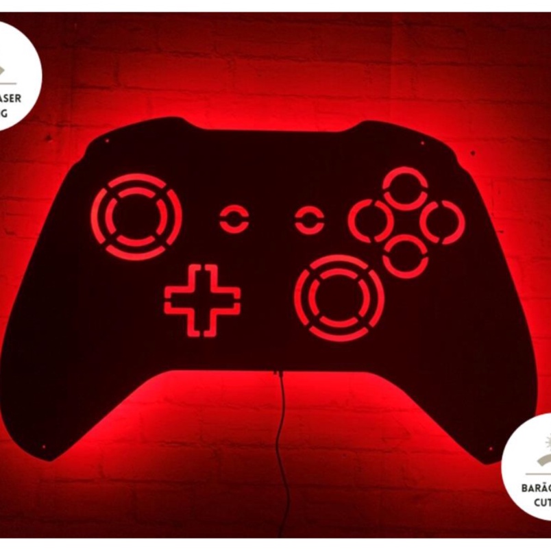 Quadro de Led Painel Luminoso Gamer xbox 360 60x38cm Quadro decorativo Quadros presente geek nerd