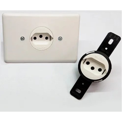 Tomada pino grosso 20 amperes para microondas/ fritadeira elétrica/ liquidificador/ cafeteira