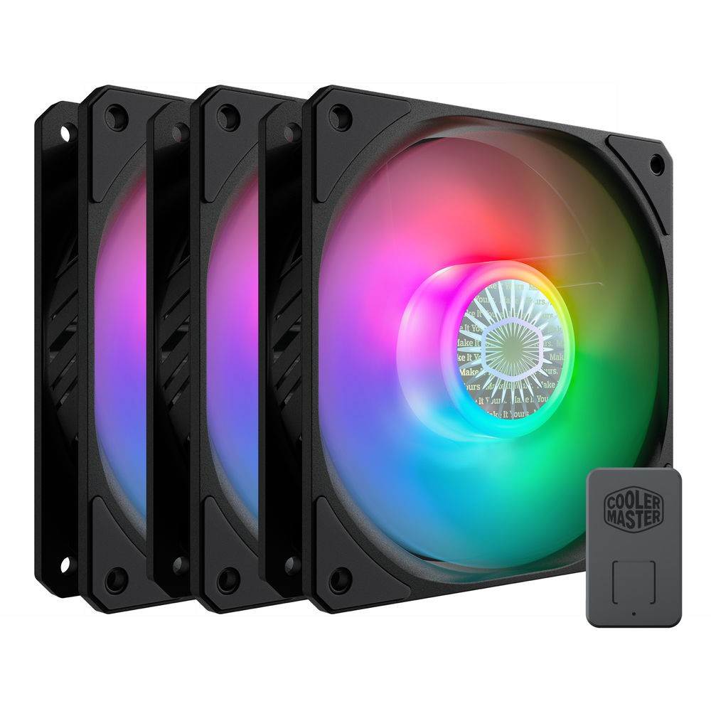 Kit Com 3 Cooler Sickleflow 120 de 1800 RPM para Gabinete 120mm 12cm + Controlador Led Argb (RGB Endereçável) - Cooler Master