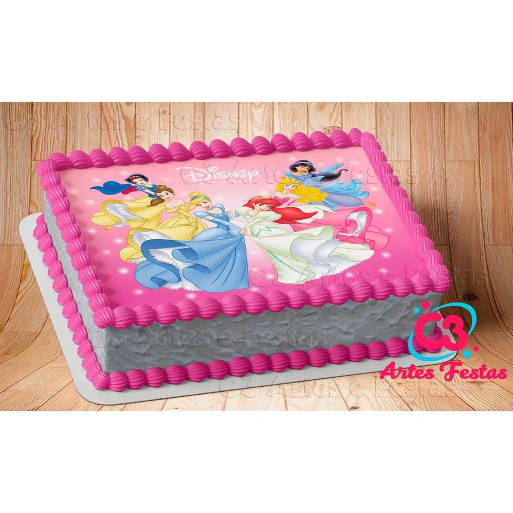 Decoração de bolo obreia de Aniversário Princesas Disney