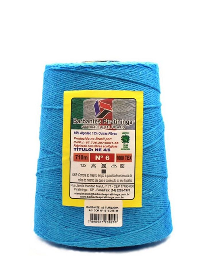 Barbante Piratininga Colonial 700g Número 6 Cor Azul Turquesa