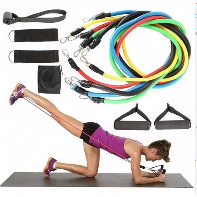 Kit 11 Pçs Elastico Exercicio Bands Para Treino Malhar Musculação Pilates Crossfit Fitness Casa Academia h&n bazar
