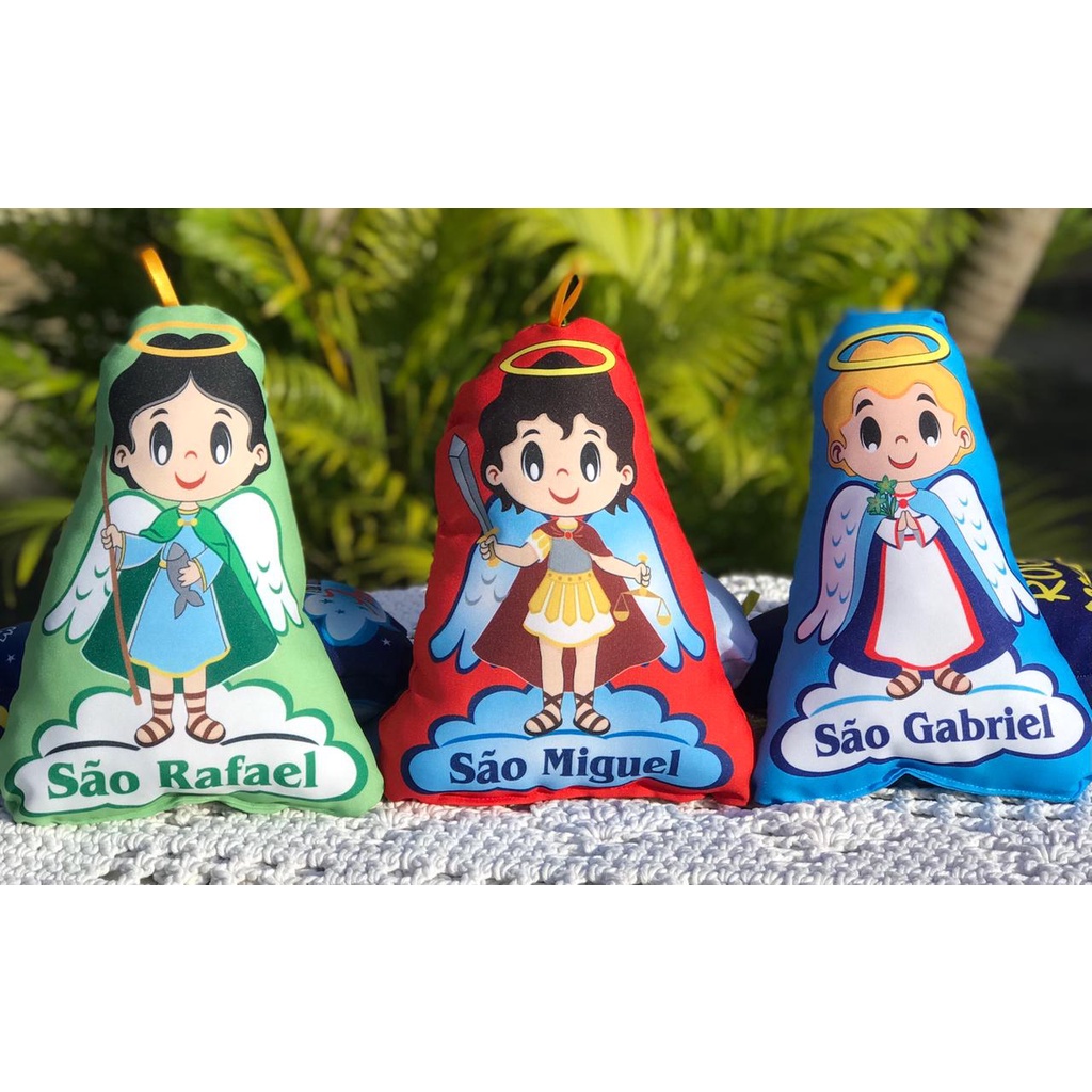 Kit 03 Naninhas Almofadas dos Arcanjos Miguel Rafael e Gabriel