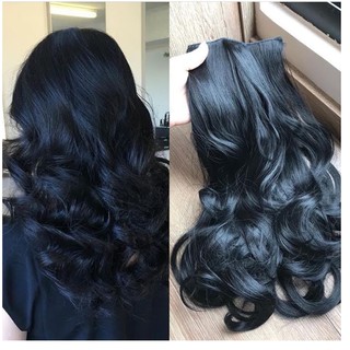 Aplique Preto Ondulado 60cm Bio Orgânico em Oferta na Shopee