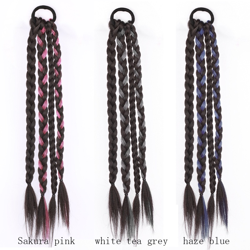 Sintética Destaque Rosa Boxe Tranças De Rosapicecs Extensões De Cabelo Para Garotas Fofinhas Natural Trançado Rabos De Cavalo — imagem 2 de 2