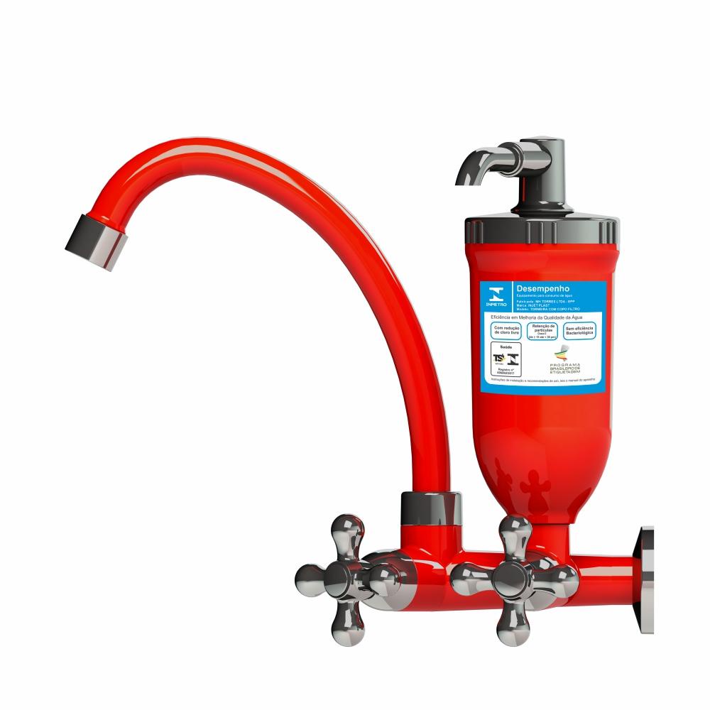 Torneira de Cozinha Com Filtro de Parede Com Bica Móvel Vermelha C33 em Oferta na Shopee