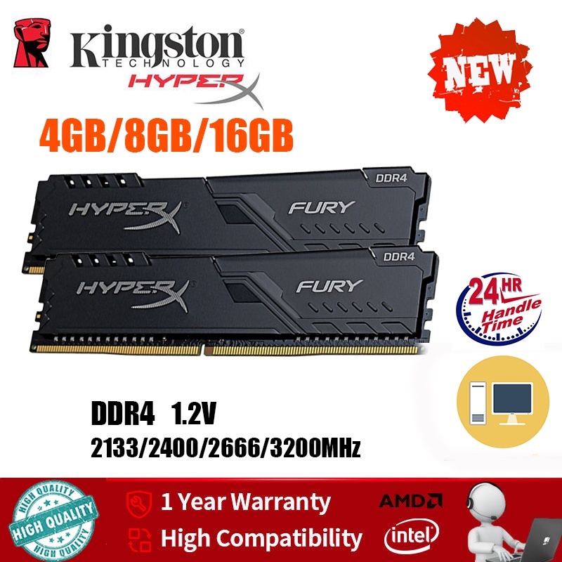 【 Envio Rápido 】 Kingston Hyperx DDR4 4GB/8GB/16GB Memória Desktop RAM DDR4 DIMM 2133/2400/2666/3200MHz 288Pin 1.2V PC4-17000 19200 12800 21300 25600 Para PC