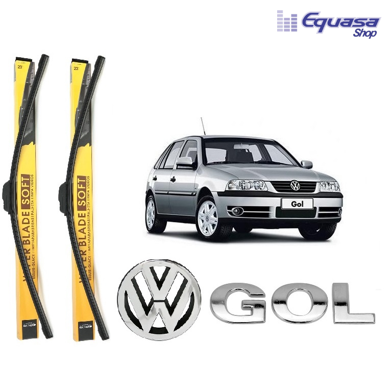 Kit Par 2 Palhetas para Limpador de Parabrisa Dianteiro para Vw Gol Bola G2 1995 1996 1997 1998 1999