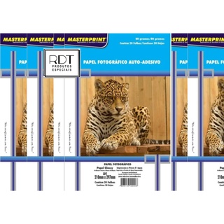 Papel ADESIVO GLOSSY 80g kit com 40 folhas A4 MASTERPRINT
