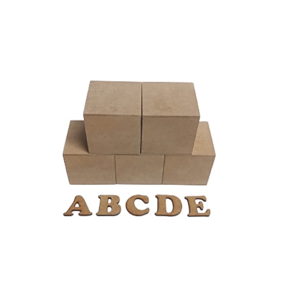 * Kit cubos mdf cru 5 cm + letras mdf cru 3 cm de altura (5 a 12 unidades) - artigo de arte - cubos para pintura