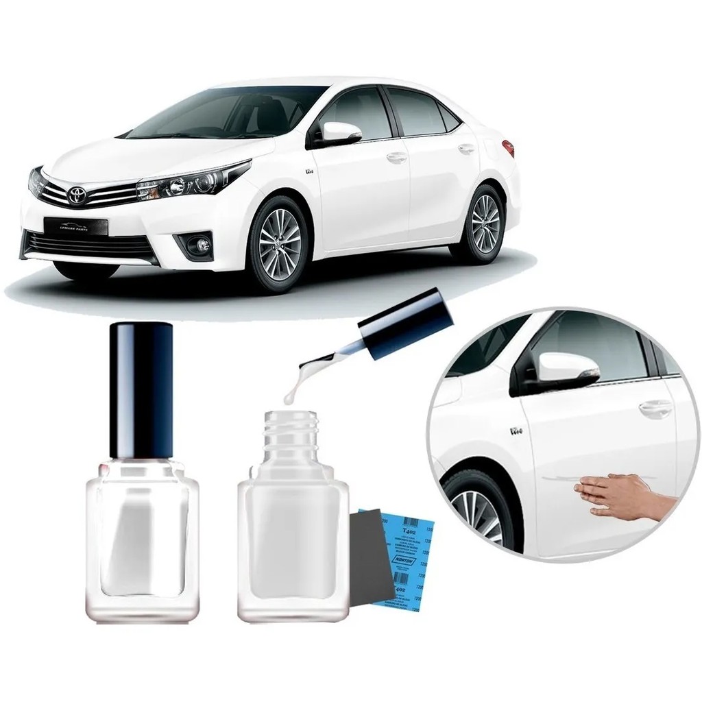 Tinta Tira Risco Automotivo Cor Carro Toyota Corolla 2015 2016 2017 2018 2019 2020 Branco Perolizado - Cor Original