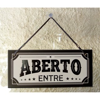 Placa ABERTO FECHADO Mod. Black Saloon Barber MDF 3mm 30x13cm Com Ventosa decoração entre para porta ou vitrine de vidro