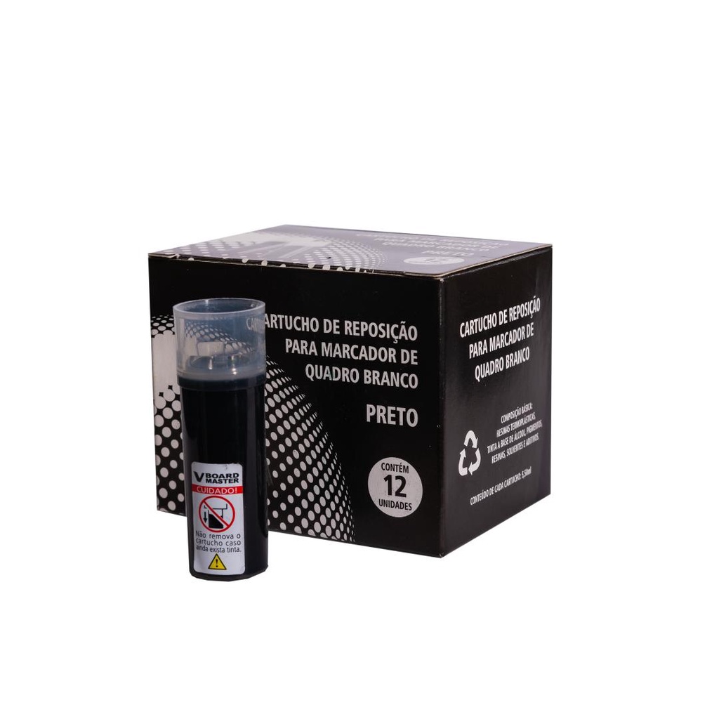 Refil Recarga Preto Para Marcador De Quadro Branco Caixa C/ 12 Un