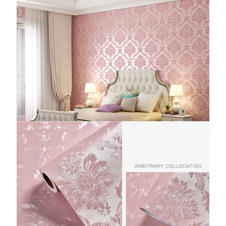 Papel Adesivo De Parede Arabesco Rosa Lavável Para Quarto Sala